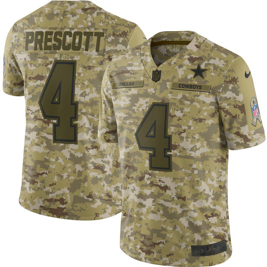 Men Dallas cowboys #4 Prescott Nike Camo Salute to Service Retired Player Limited NFL Jerseys->dallas cowboys->NFL Jersey